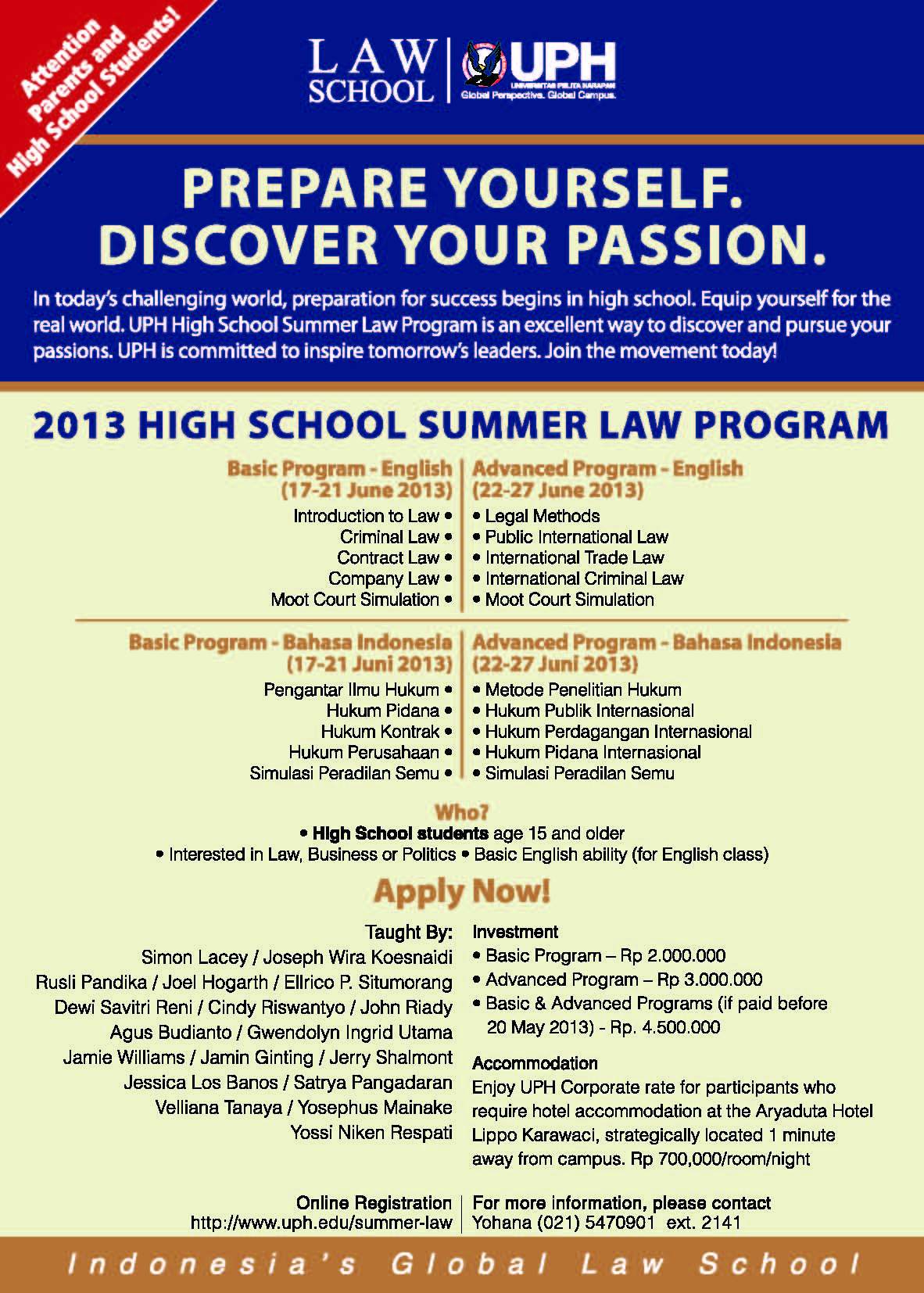 UPH High School Summer Law Program 2013